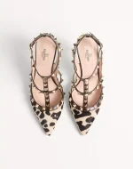 Valentino Rockstud Pumps With Straps In Pony-Effect Calfskin 100Mm - Image 5